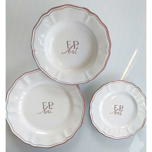 Set of 3 decorated ceramic plates: 1 flat plate, 1 soup plate, 1 dessert plate by Fp Art Tableware - Fp Art Online