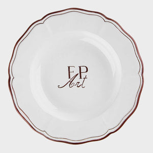 Set of 3 decorated ceramic plates: 1 flat plate, 1 soup plate, 1 dessert plate by Fp Art Tableware - Fp Art Online