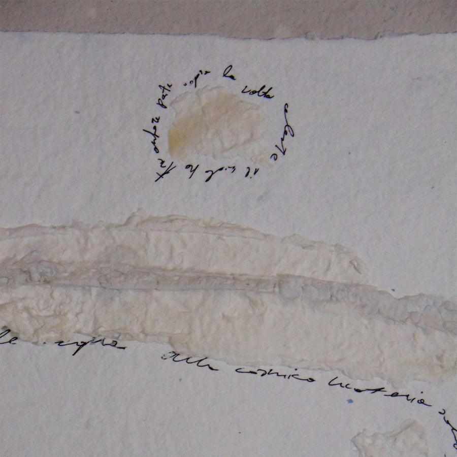 Earth's Tale #4  - Bas-relief painting, marks of paper pulp and writing by Giannelli Renata - Fp Art Online