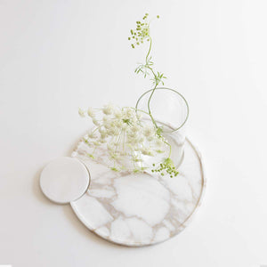 Entrance Set (Small) - Handmade marble tray with White Lasa marble element by Slow Design 44 - Fp Art Online