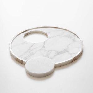 Tray with Round Element (Large) - Handmade marble tray by Slow Design 44 - Fp Art Online