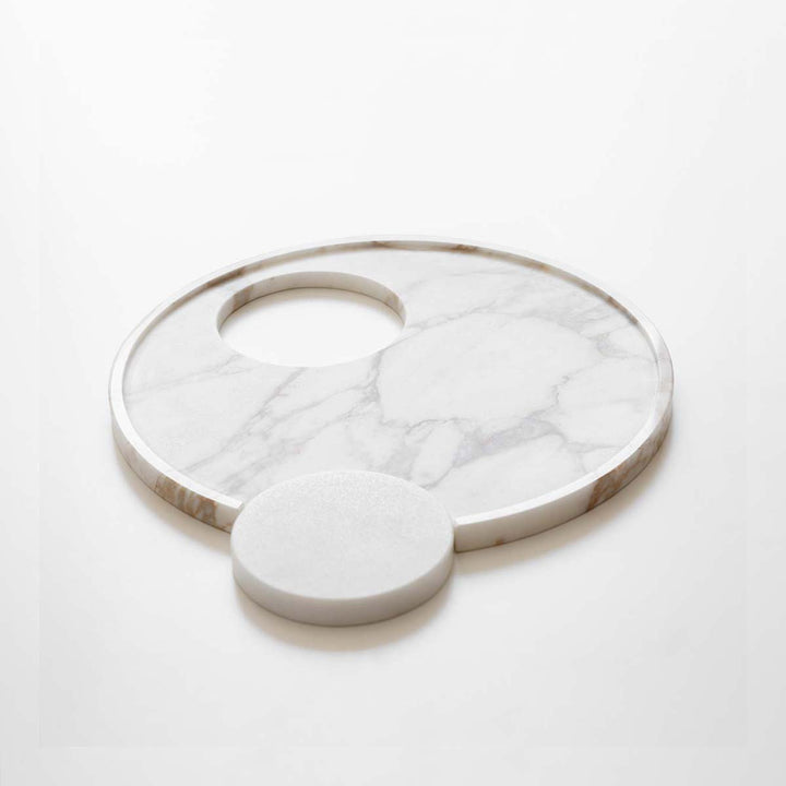 Tray with Round Element (Small) - Handmade marble tray by Slow Design 44 - Fp Art Online