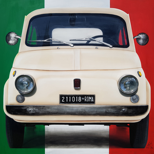 Fiat 500 Times Italy - Mixed media on canvas and lighting source by Casali Monica - Fp Art Online