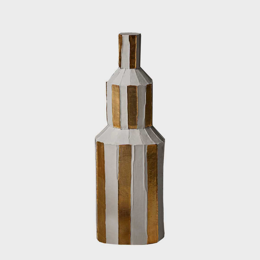 Fide Gold Stripes - Paper clay ceramic vase by Paronetto Paola - Fp Art Online