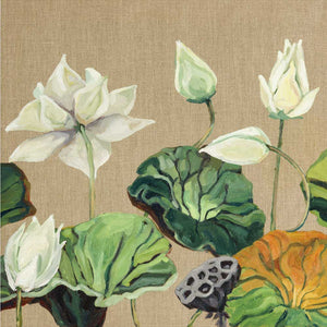 Lotus Flowers (Triptych) - Oil on canvas by De Benedetti Benedetta - Fp Art Online
