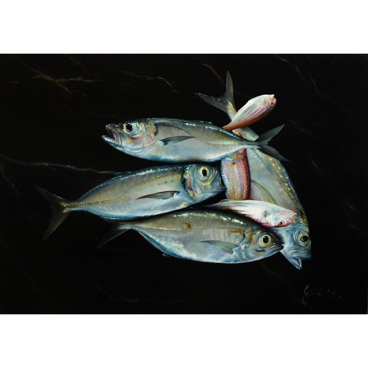 Fishes - Oil paint on panel by Giraudo Riccardo - Fp Art Online