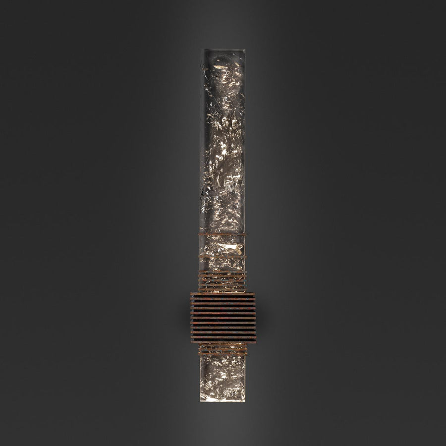 Flamingo Brass - Wall lamp made of aluminum, wood, volcanic rock and crystal by Opoggio - Fp Art Online