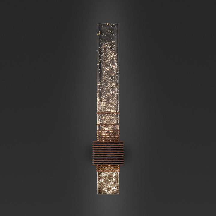 Flamingo Copper - Wall lamp made of aluminum, wood, volcanic rock and crystal by Opoggio - Fp Art Online