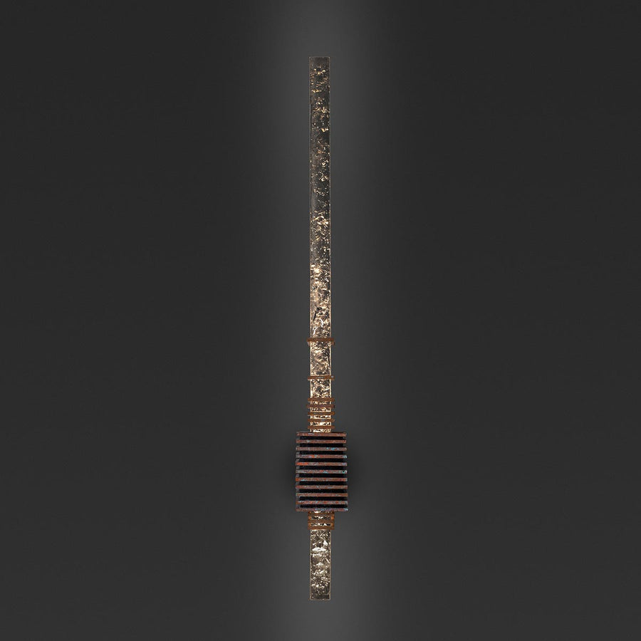 Flamingo Copper - Wall lamp made of aluminum, wood, volcanic rock and crystal by Opoggio - Fp Art Online