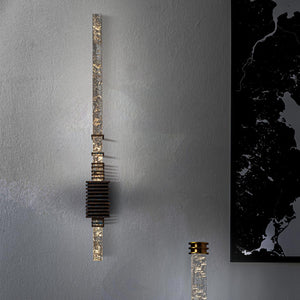 Flamingo brass wall lamp made of aluminum wood volcanic rock and crystal Opoggio Fp Art Online