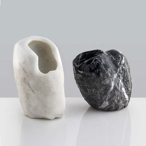 Fossil White - Freeform Carrara marble vase by Verteramo Roberta - Fp Art Online