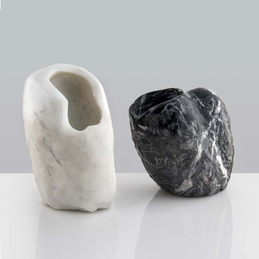 Fossil Black - Freeform Carrara marble vase by Verteramo Roberta - Fp Art Online