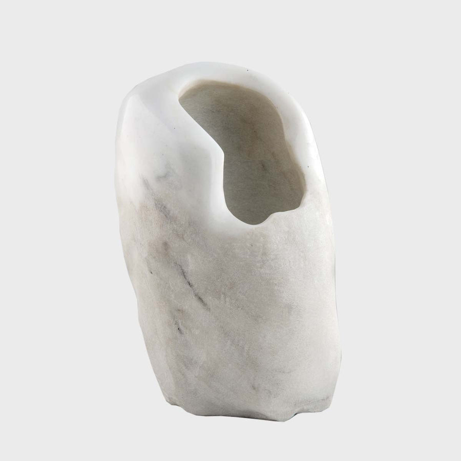 Fossil White - Freeform Carrara marble vase by Verteramo Roberta - Fp Art Online