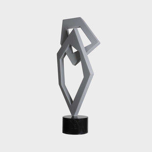 Geometric #18 - Grey patina aluminium sculpture with black granite base by Fp Art Collection - Fp Art Online