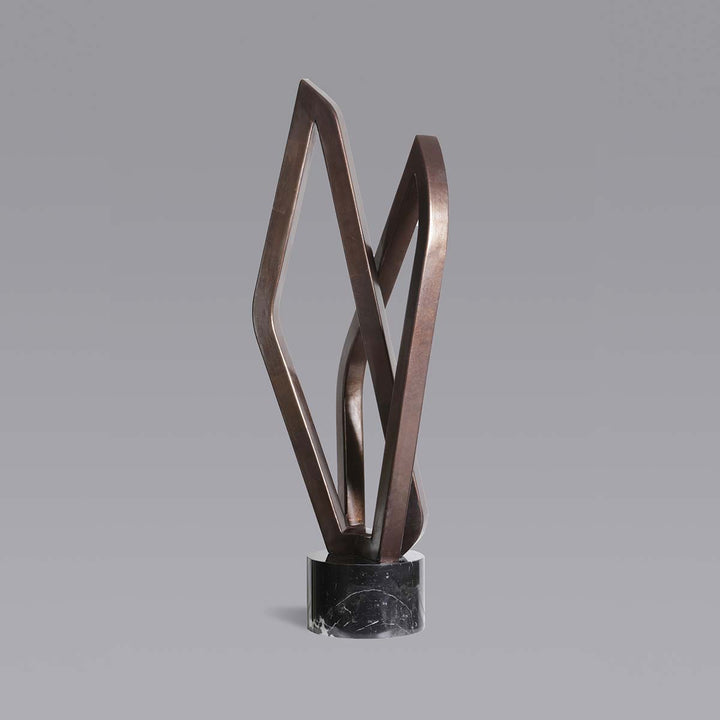 Geometric #23 - Bronze patina aluminium sculpture with black granite base by Fp Art Collection - Fp Art Online