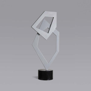 Geometric #18 - Grey patina aluminium sculpture with black granite base by Fp Art Collection - Fp Art Online