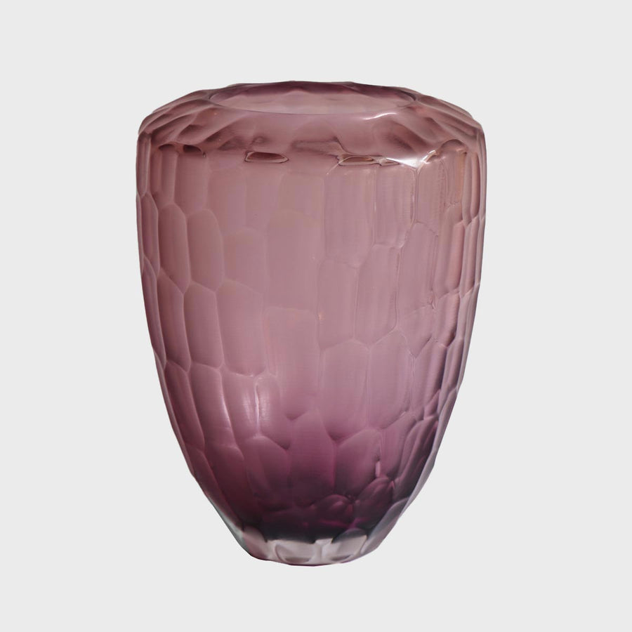 Goccia Ametista - Handcrafted cold carved glass vase by Micheluzzi Glass - Fp Art Online