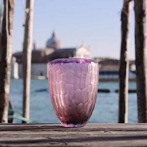 Goccia Ametista - Handcrafted cold carved glass vase by Micheluzzi Glass - Fp Art Online