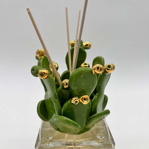 Green Prickly Pear 500ml - Handmade ceramic and glass room fragrance diffuser by Battista Emanuela - Fp Art Online