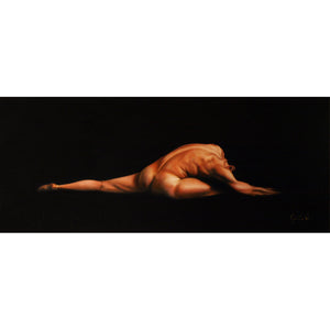 Horizontal Nude - Oil paint on panel by Giraudo Riccardo - Fp Art Online