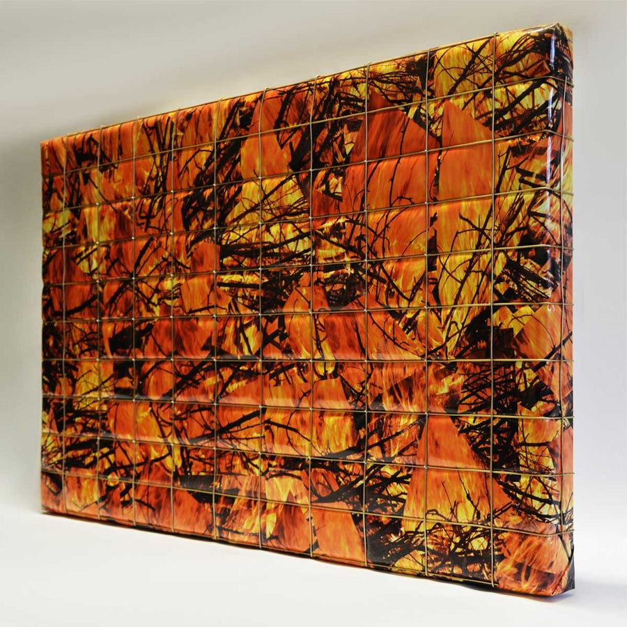 If I Were Fire n°2 - Canvas, foam rubber, printed plastic sheet, mesh by Profumo Marina - Fp Art Online