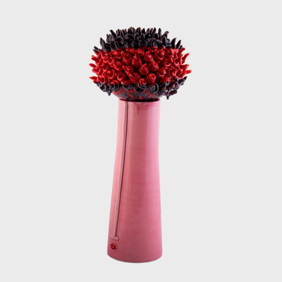 Il Riccio - Handmade ceramic tall head vase with decorations by Italiano Patrizia - Fp Art Online