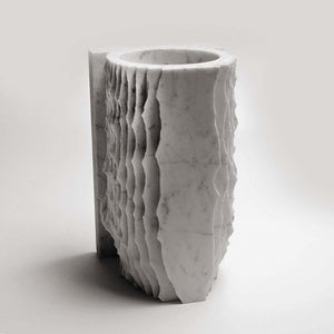 Introverso 1 - White Carrara marble vase by Ulian Paolo - Fp Art Online