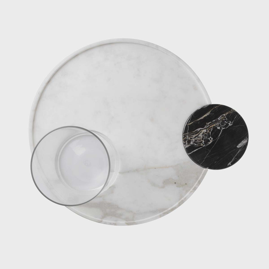 Living Set (Large) - Handmade marble tray with black portoro element by Slow Design 44 - Fp Art Online