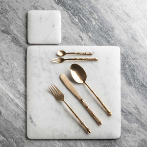 Set of 3 white Carrara marble placemats by Fp Art Tableware - Fp Art Online