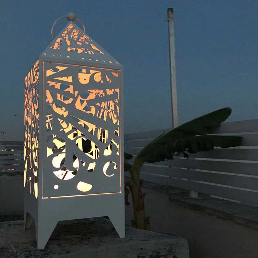 Marrakech - White powder coated steel lantern by Benetta Enrico - Fp Art Online