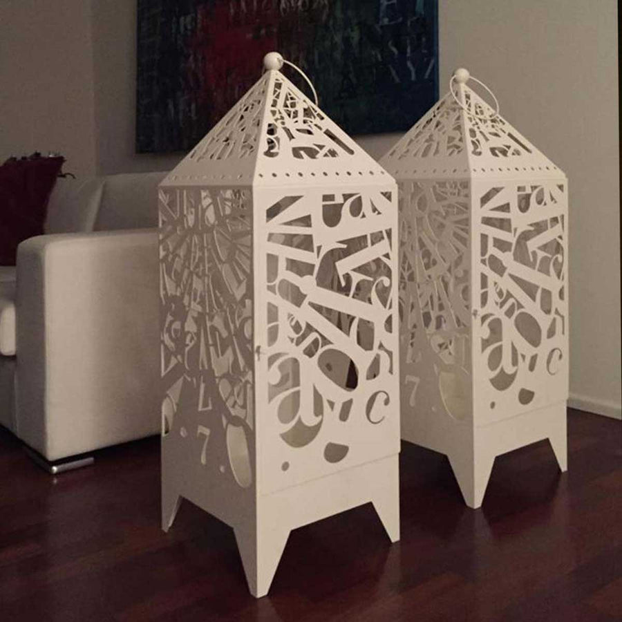 Marrakech - White powder coated steel lantern by Benetta Enrico - Fp Art Online