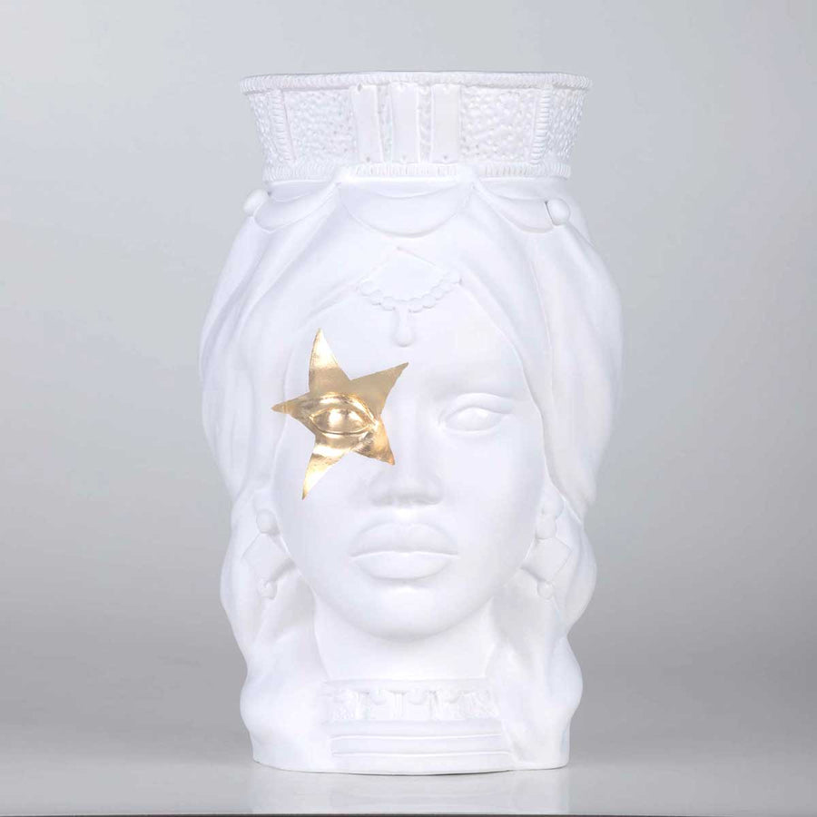 Musidora Super Star - Matt finished terracotta vase, gold leaf decoration by Boemi Stefania - Fp Art Online