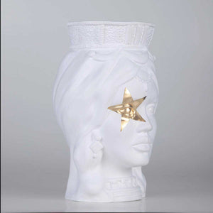 Musidora Super Star - Matt finished terracotta vase, gold leaf decoration by Boemi Stefania - Fp Art Online
