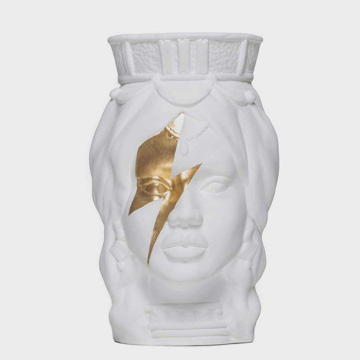 Musidora Tisifone - Matt finished terracotta vase, gold leaf decoration by Boemi Stefania - Fp Art Online