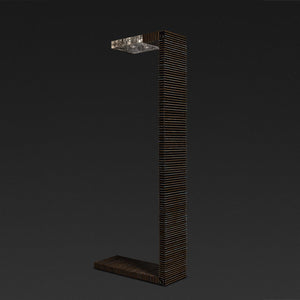 Nannohah Special - Floor lamp made of brass, wood and volcanic rock by Opoggio - Fp Art Online