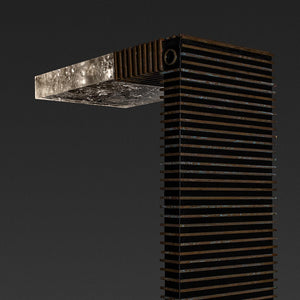 Nannohah Special - Floor lamp made of brass, wood and volcanic rock by Opoggio - Fp Art Online