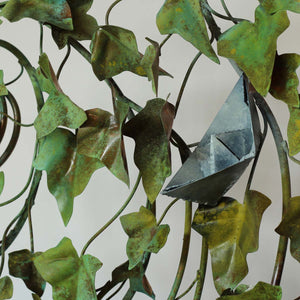 Nature Unpredictable Paper Boats - Green copper and white patina sculpture by Branca Mario - Fp Art Online