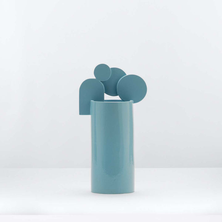 Occhi della Madonna - Light blue glazed bubble family ceramic vase by CuoreCarpenito - Fp Art Online