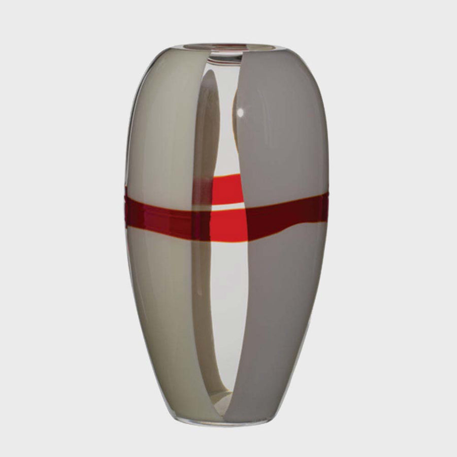 Ogiva - Mouth-blown vase with horizontal band, hot stamp application by Moretti Carlo Venezia - Fp Art Online