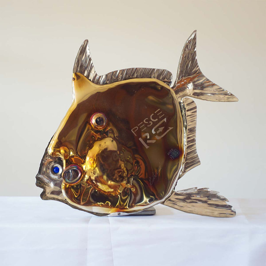 Pesce Re - Stainless steel sculpture by Bozzo Luca - Fp Art Online