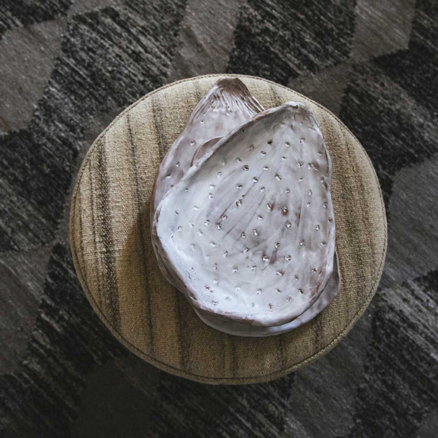 Cactus, Handmade terracotta plate and matt white enamel by Italiano Patrizia - Fp Art Online