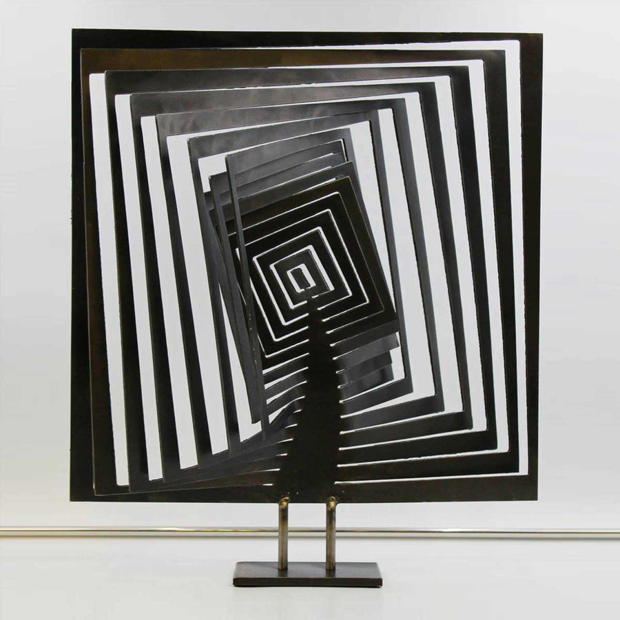 Pise - Black steel fire-cut sculpture by Lonzi Philippe - Fp Art Online