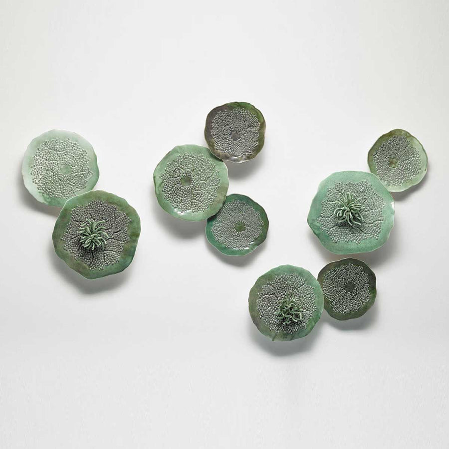 Porifera Green Wall Decoration - Handmade porcelain sculpture by FOS Ceramics - Fp Art Online