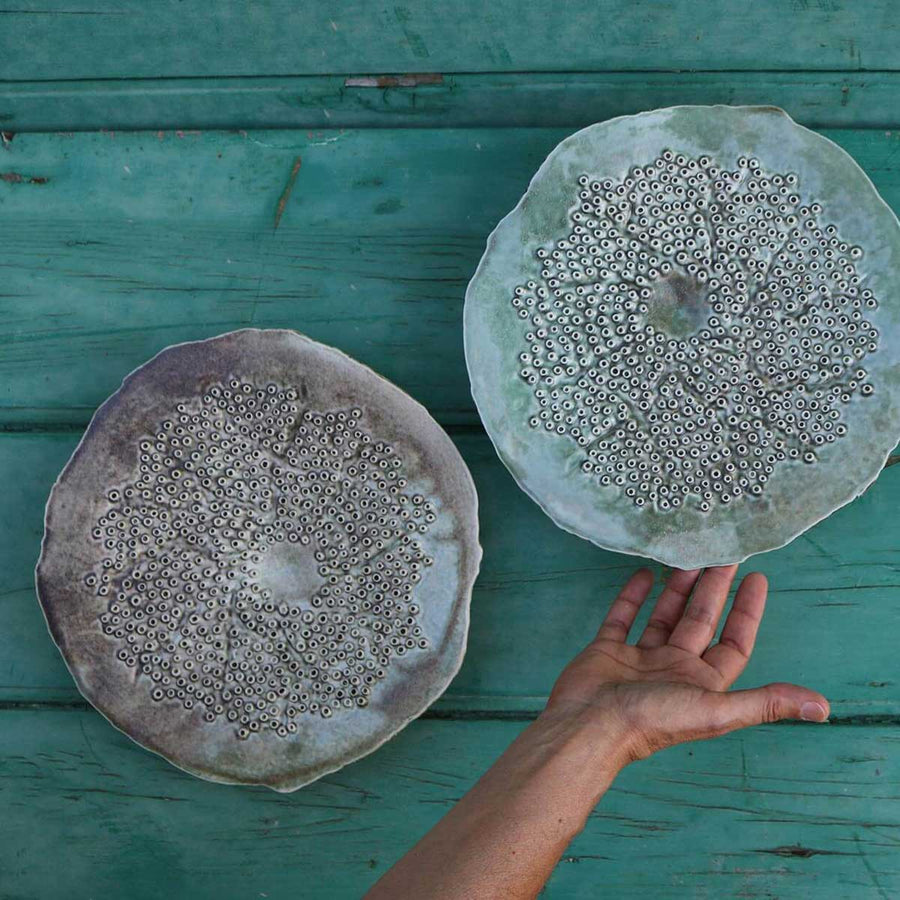 Porifera Green Wall Decoration - Handmade porcelain sculpture by FOS Ceramics - Fp Art Online