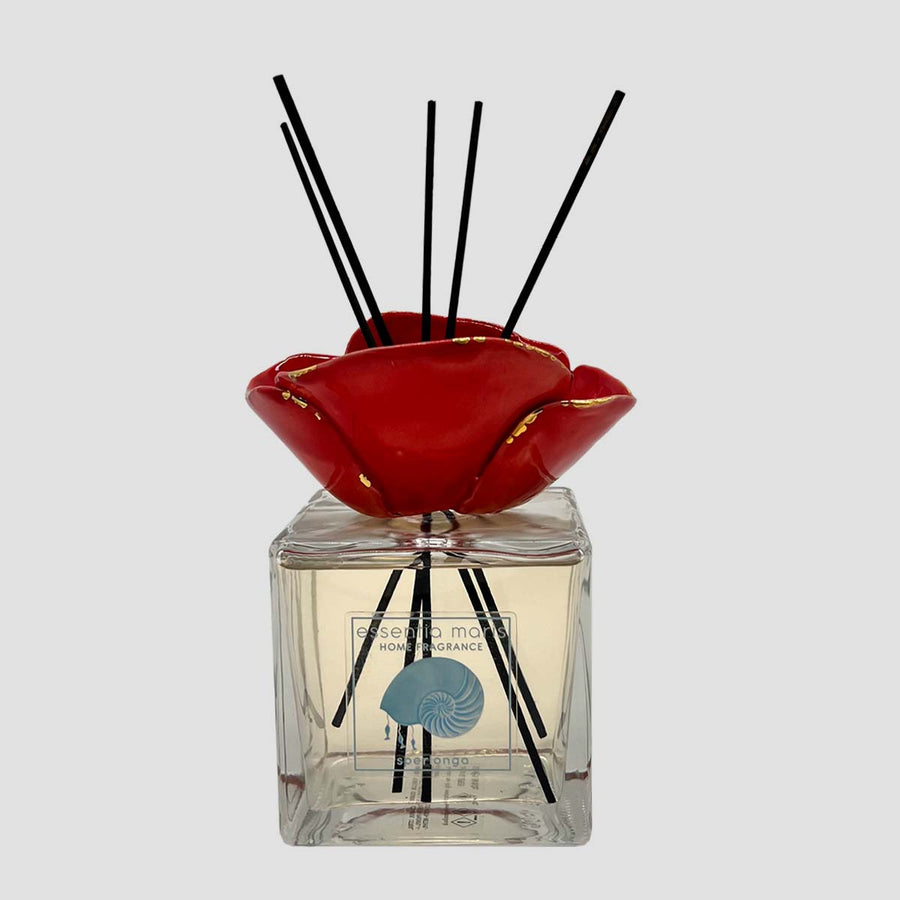 Red Poppy 500ml - Handmade ceramic and glass room fragrance diffuser by Battista Emanuela - Fp Art Online
