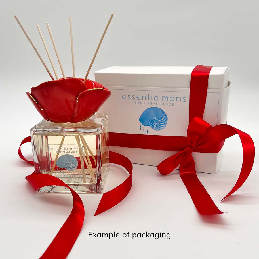Red Poppy 500ml - Handmade ceramic and glass room fragrance diffuser by Battista Emanuela - Fp Art Online