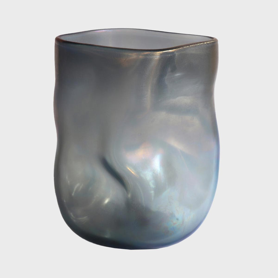 Sacco Oceano - Handcrafted cold carved glass vase by Micheluzzi Glass - Fp Art Online