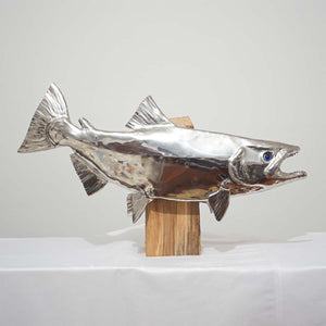 Salmone Reale 60 - Stainless steel sculpture by Bozzo Luca - Fp Art Online