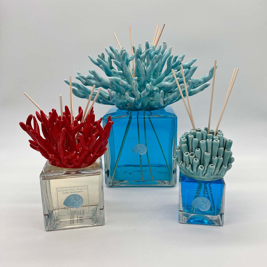 Blue Anemone 500ml - Handmade ceramic and glass room fragrance diffuser by Battista Emanuela - Fp Art Online