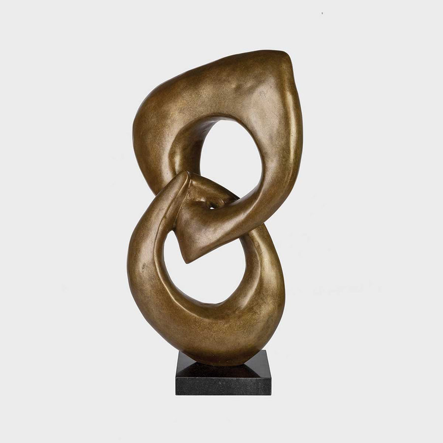 Two Rings #04 - Brown patina bronze sculpture with black granite base by Fp Art Collection - Fp Art Online